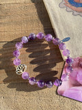 Amethyst & Silver Lotus Flower Energy Beaded Bracelet