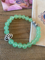Green & Silver Lotus Flower Energy Beaded Bracelet