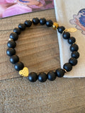 Black Onyx & Gold Heart Energy Beaded Bracelet