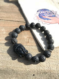 Black Lava Buddha Head Energy Beaded Bracelet