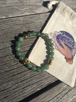 Green & Gold Lion Head Energy Beaded Bracelet