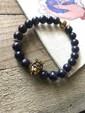Blue Sandstone Lion Head Energy Beaded Bracelet